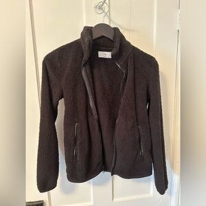 TNA Black Fleece Zip-Up Sweater